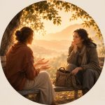 Ecoute ordinaire, écoute bienveillante, illustration du cours sur ce thème Ecoute ordinaire, écoute bienveillante, illustration du cours sur ce thème. On voit deux femmes échanger, dont celle que l'on voit de face écoute l'autre parlé de façon active, concentrée sur ce qu'elle dit. Devant elle un ouvert et vide., prêt à accueillir ce que l'autre dit.